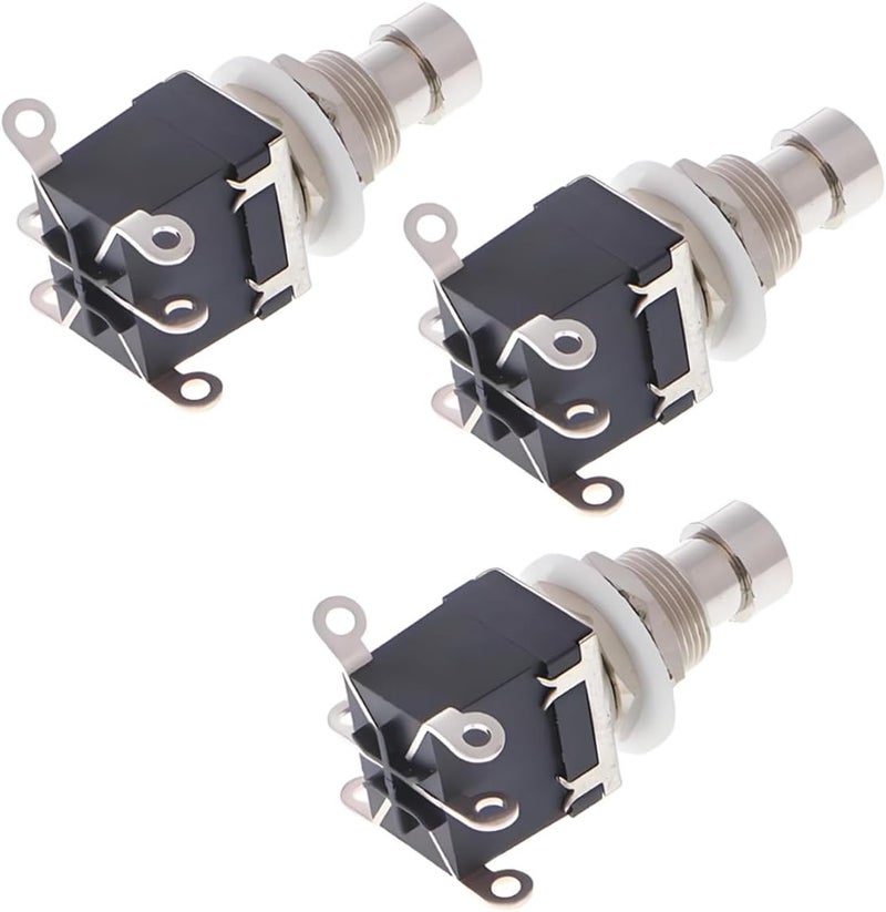 LKRXW 3Pcs DPDT 6 Pins Guitar Effect Pedal Footswitch Latching Box Stomp True Bypass Guitar Switch Push Button Metal Foot Switch Solder Lugs Terminal AC 250V/2A 125V/4A - Image 1